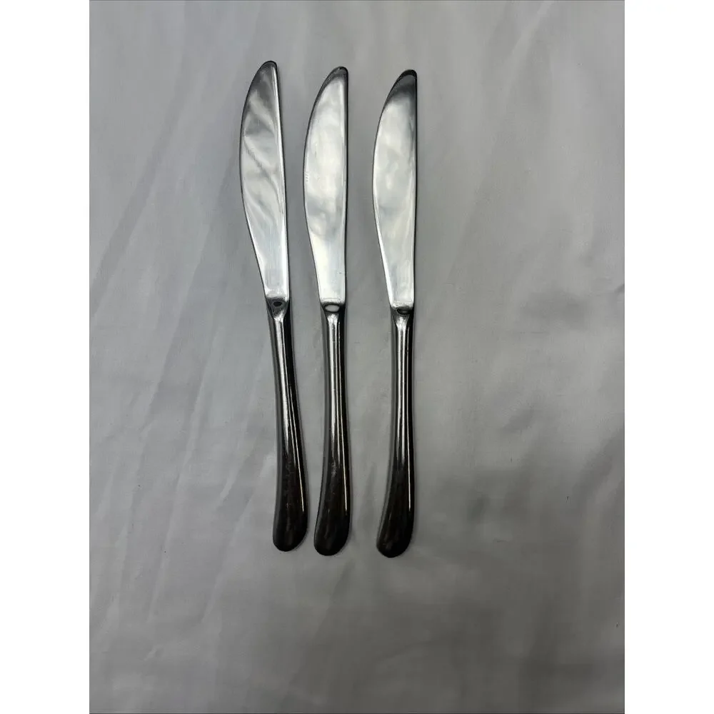 Set Of 3 Stainless Steel Dinner Knife Obtuse Triangle shape logo, unknown brand